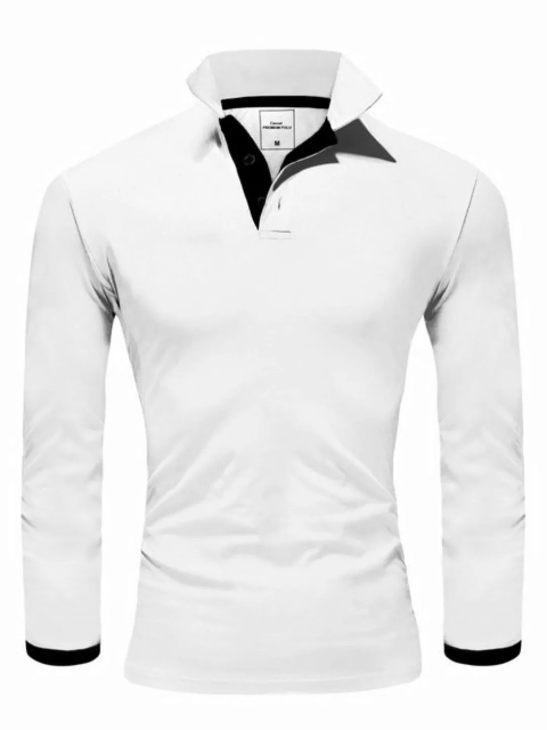 Amaci&Sons Poloshirt CHARLOTTE Langarm Kontrast Poloshirt günstig online kaufen