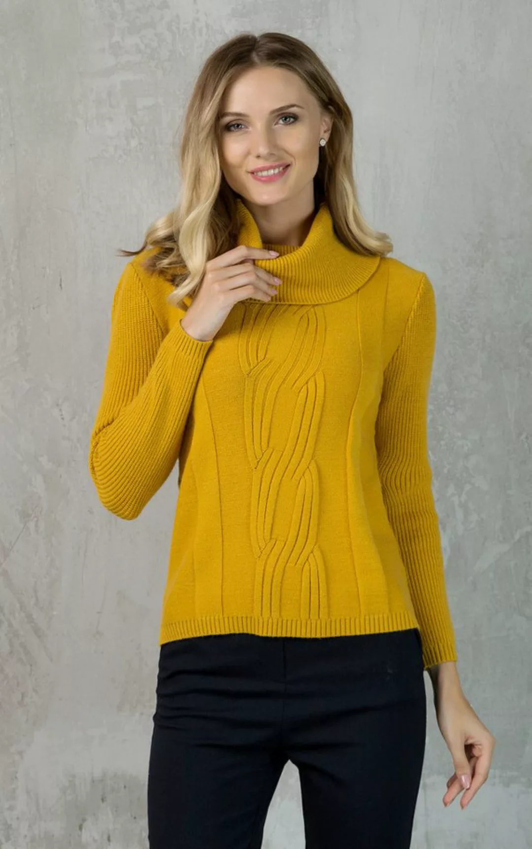 Passioni Rollkragenpullover mit Zopfmuster und Rippenärmeln im günstig online kaufen