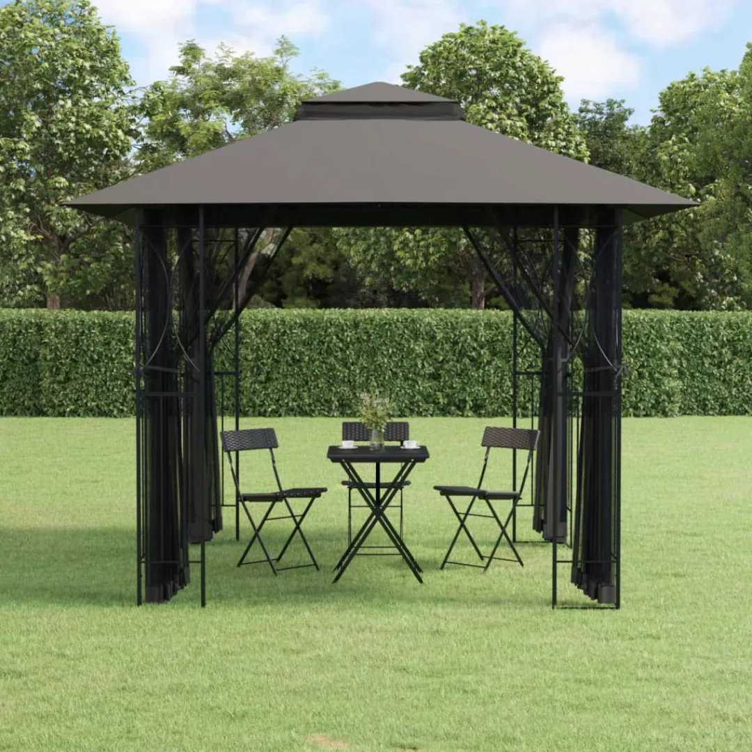 Vidaxl Pavillon Mit Seitenwänden Anthrazit 300x300x270 Cm Stahl günstig online kaufen