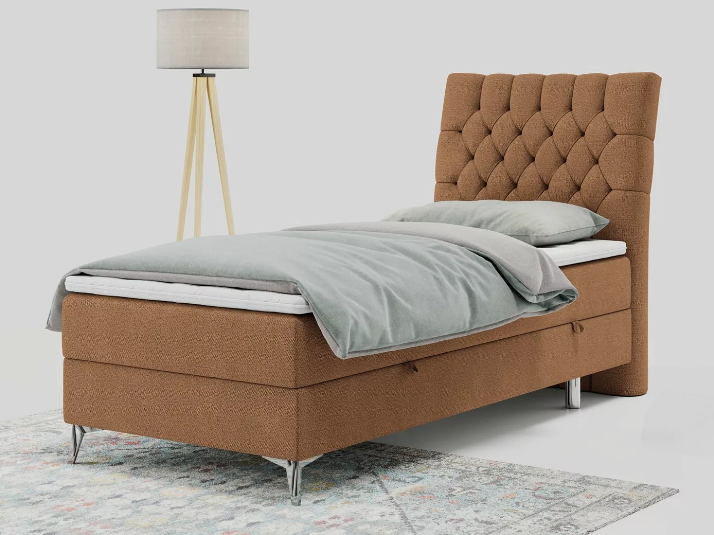 MKS MÖBEL Boxspringbett MILEN, Einzelbett 90x200, Polsterbett mit Multipock günstig online kaufen