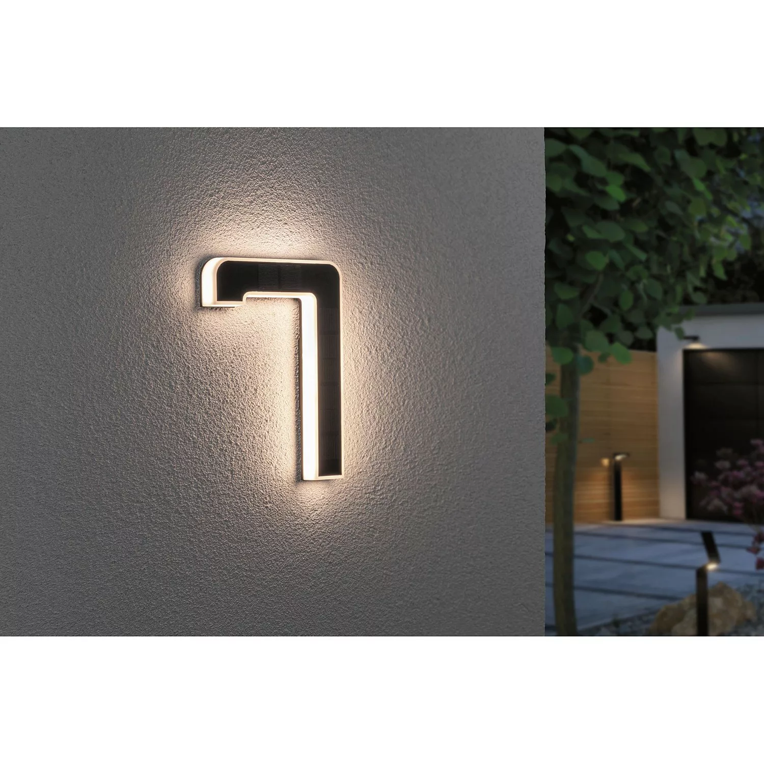 LED Solar Hausnummer 7 in Schwarz 0,2W 6lm IP44 günstig online kaufen