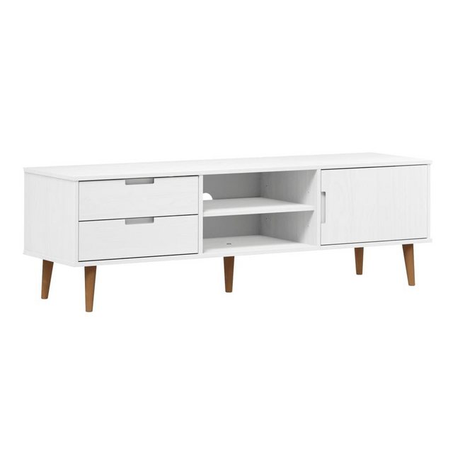 vidaXL TV-Schrank TV-Schrank Weiß 158x40x49 cm Massivholz Kiefer TV-Lowboar günstig online kaufen