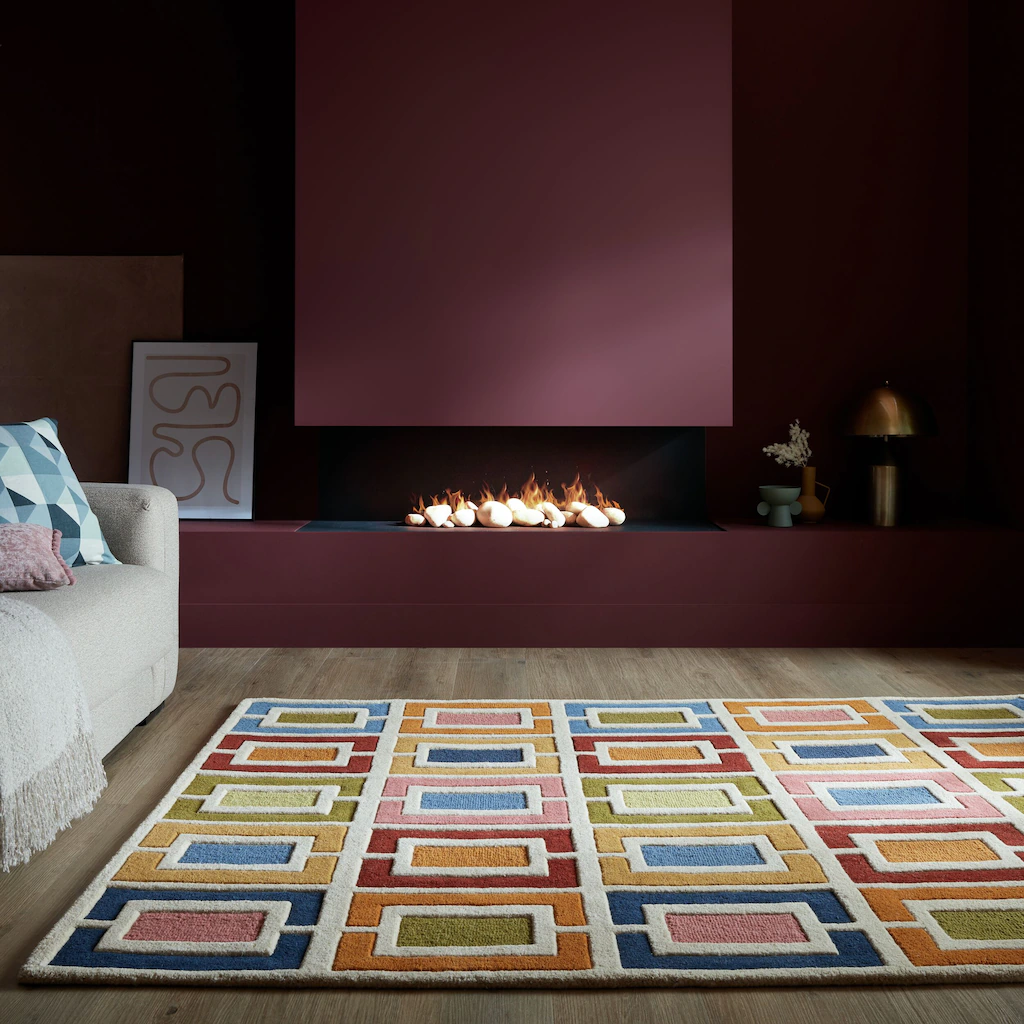 FLAIR RUGS Wollteppich »Retro Blocks«, rechteckig, Retro Blocks geschnitzte günstig online kaufen