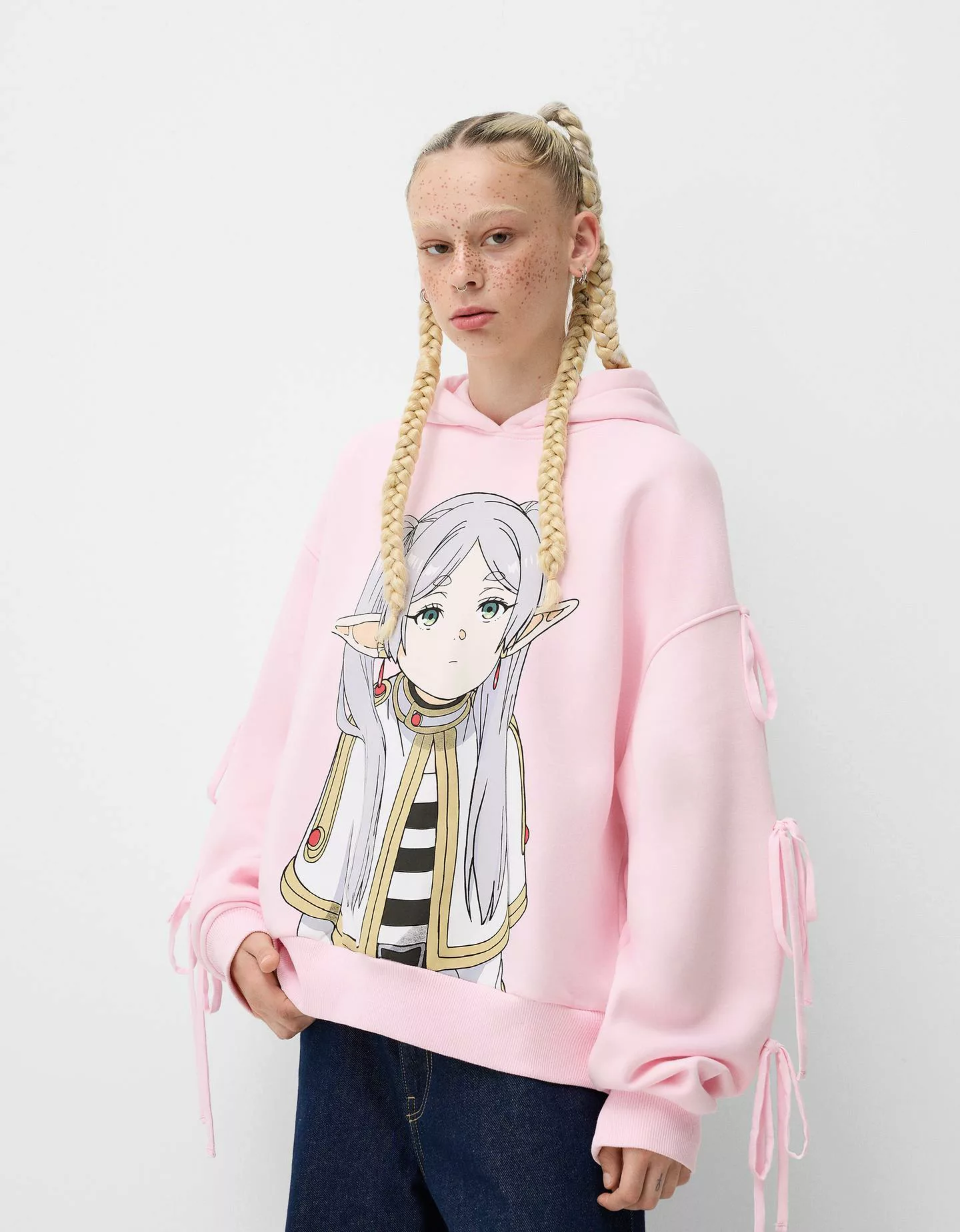 Bershka Hoodie Frieren Mit Kapuze Und Schleifen Damen S Rosa günstig online kaufen