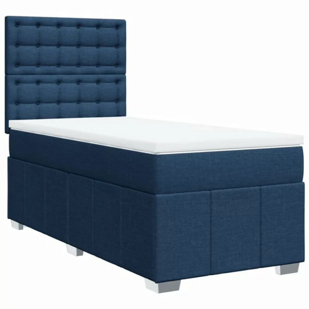 vidaXL Bett Boxspringbett mit Matratze Blau 90x200 cm Stoff günstig online kaufen