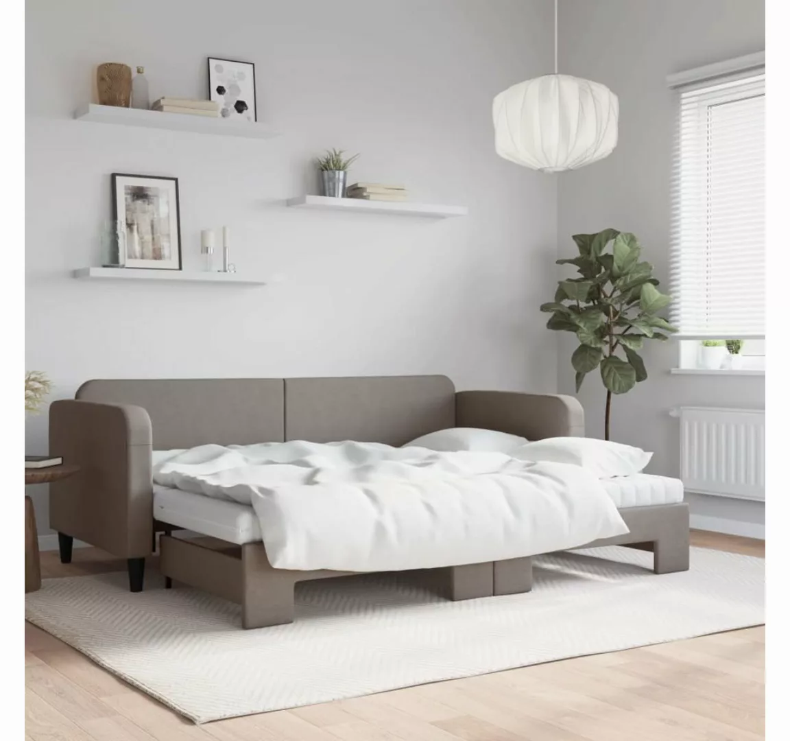 vidaXL Gästebett Gästebett Tagesbett Ausziehbar mit Matratzen Taupe 80x200 günstig online kaufen