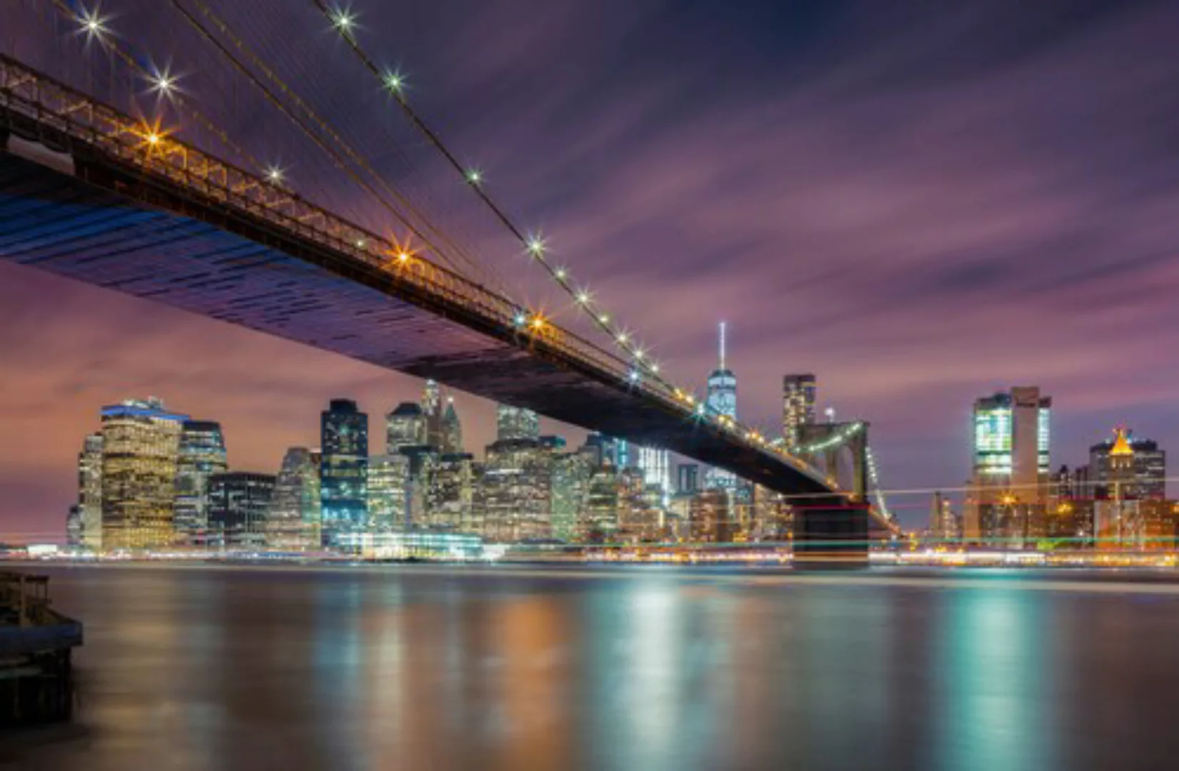 Papermoon Fototapete »Photo-Art MICHAEL ZHENG, BROOKLYN BRIDGE NACHTS« günstig online kaufen