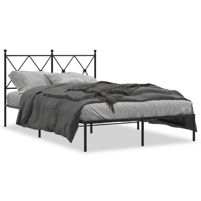 vidaXL Bettgestell, Bettrahmen mit Kopfteil Metall Schwarz 120x190 cm günstig online kaufen