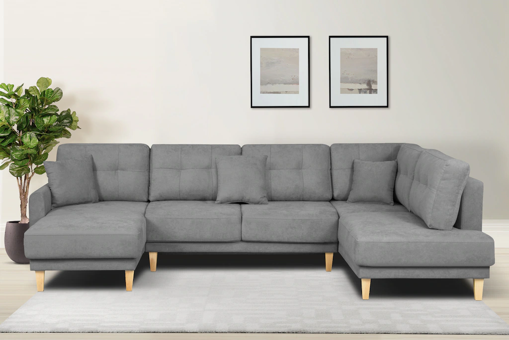Home affaire Wohnlandschaft "TRIPLO U-Form wahlweise mit Schlaffunktion, B/ günstig online kaufen