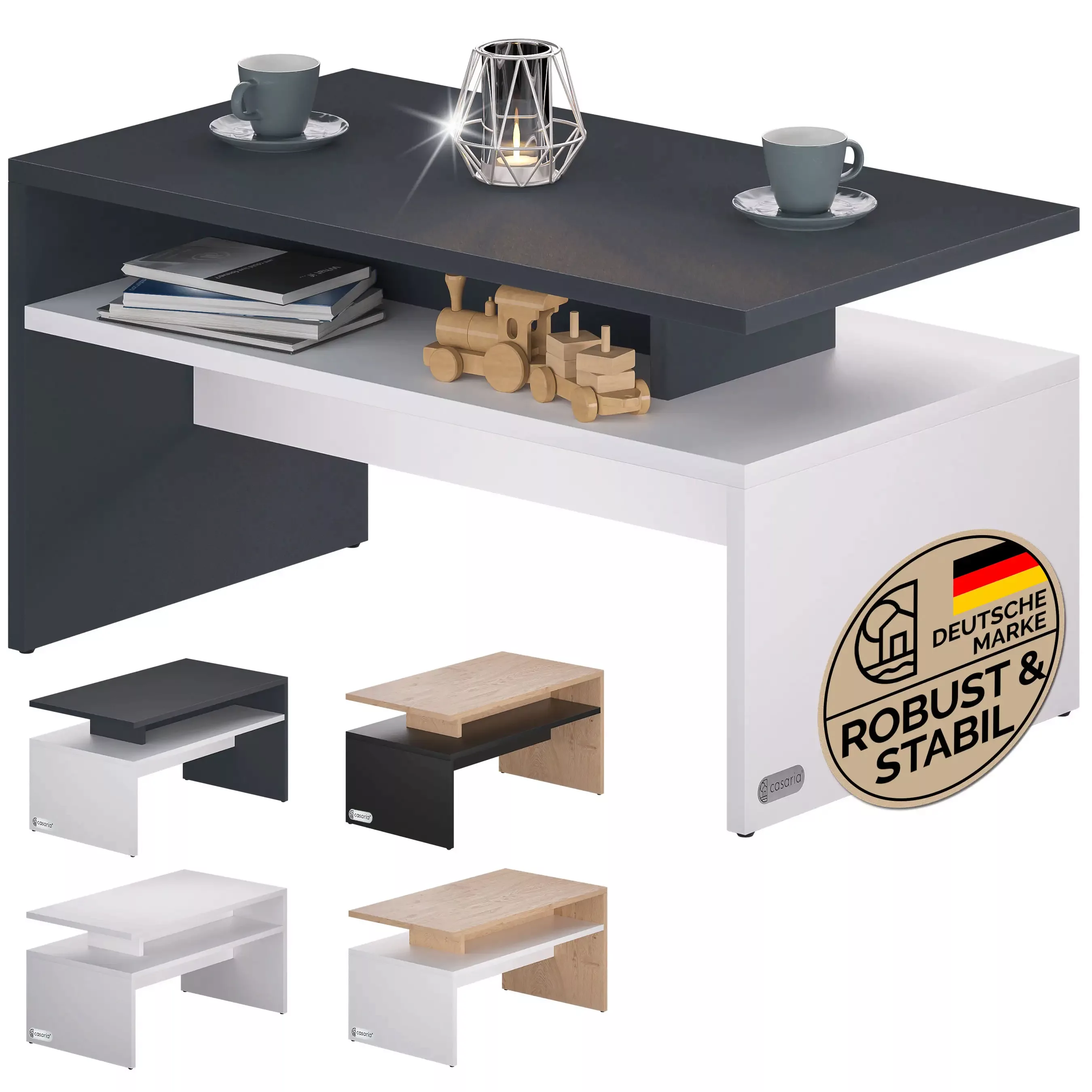 Couchtisch Sacramento Weiß/Anthrazit 92x50x47cm günstig online kaufen