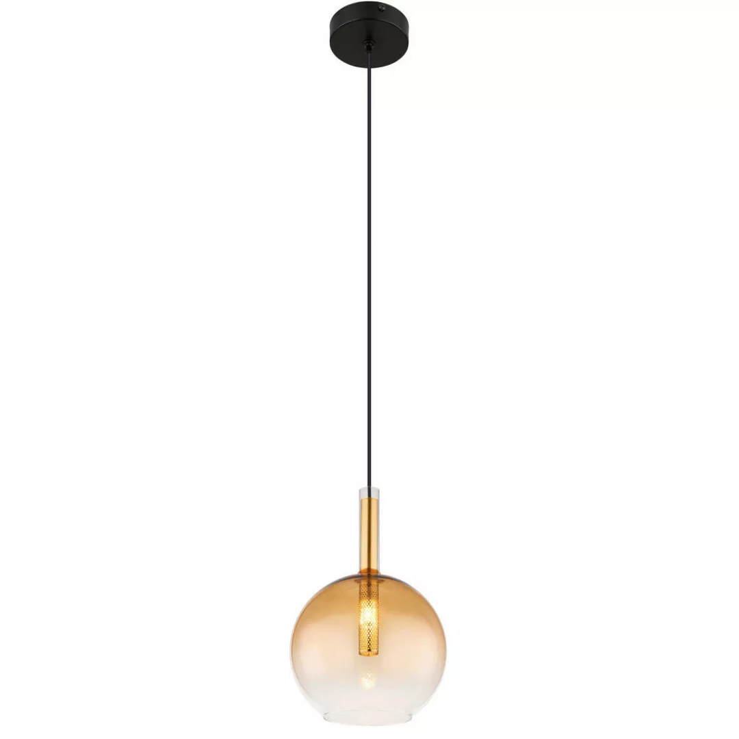 GLOBO Pendelleuchte amber schwarz Metall Glas H/D: ca. 120x18 cm G9 1 Brenn günstig online kaufen