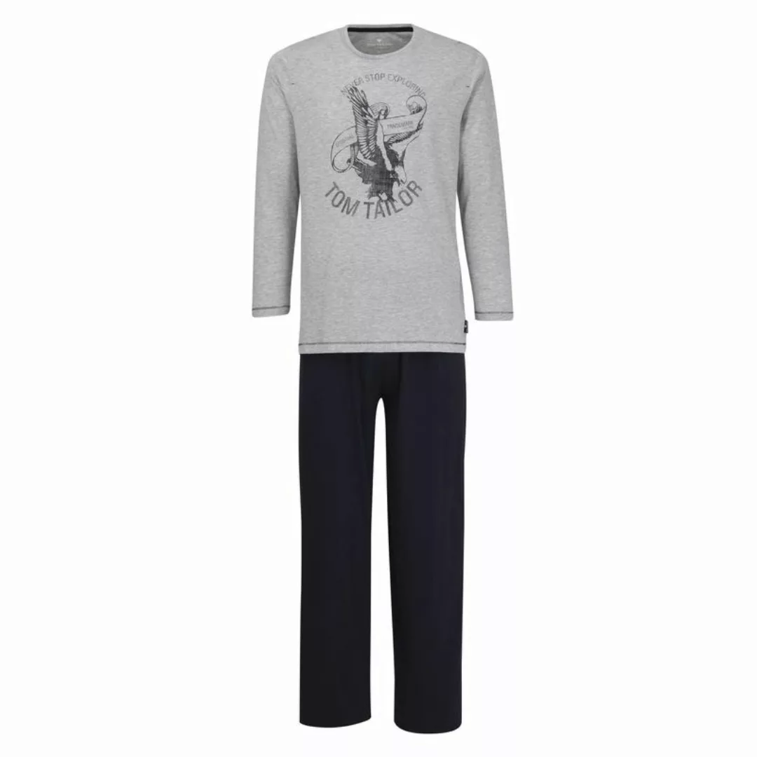 TOM TAILOR Herren Schlafanzug 2-tlg. Set - Pyjama, lang, Rundhals, Frontpri günstig online kaufen