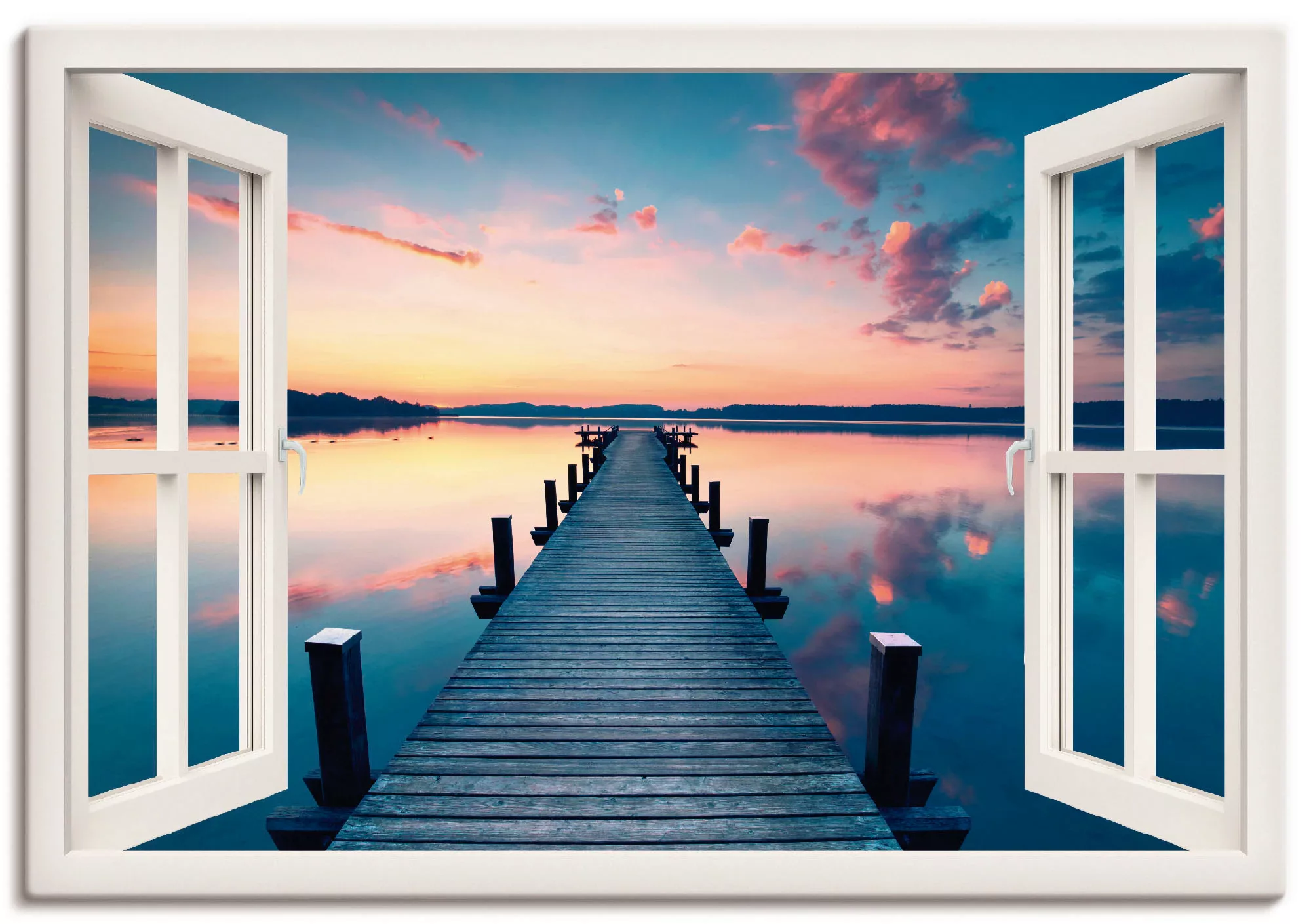 Artland Wandbild "Pier im Sonnenaufgang", Fensterblick, (1 St.), als Leinwa günstig online kaufen