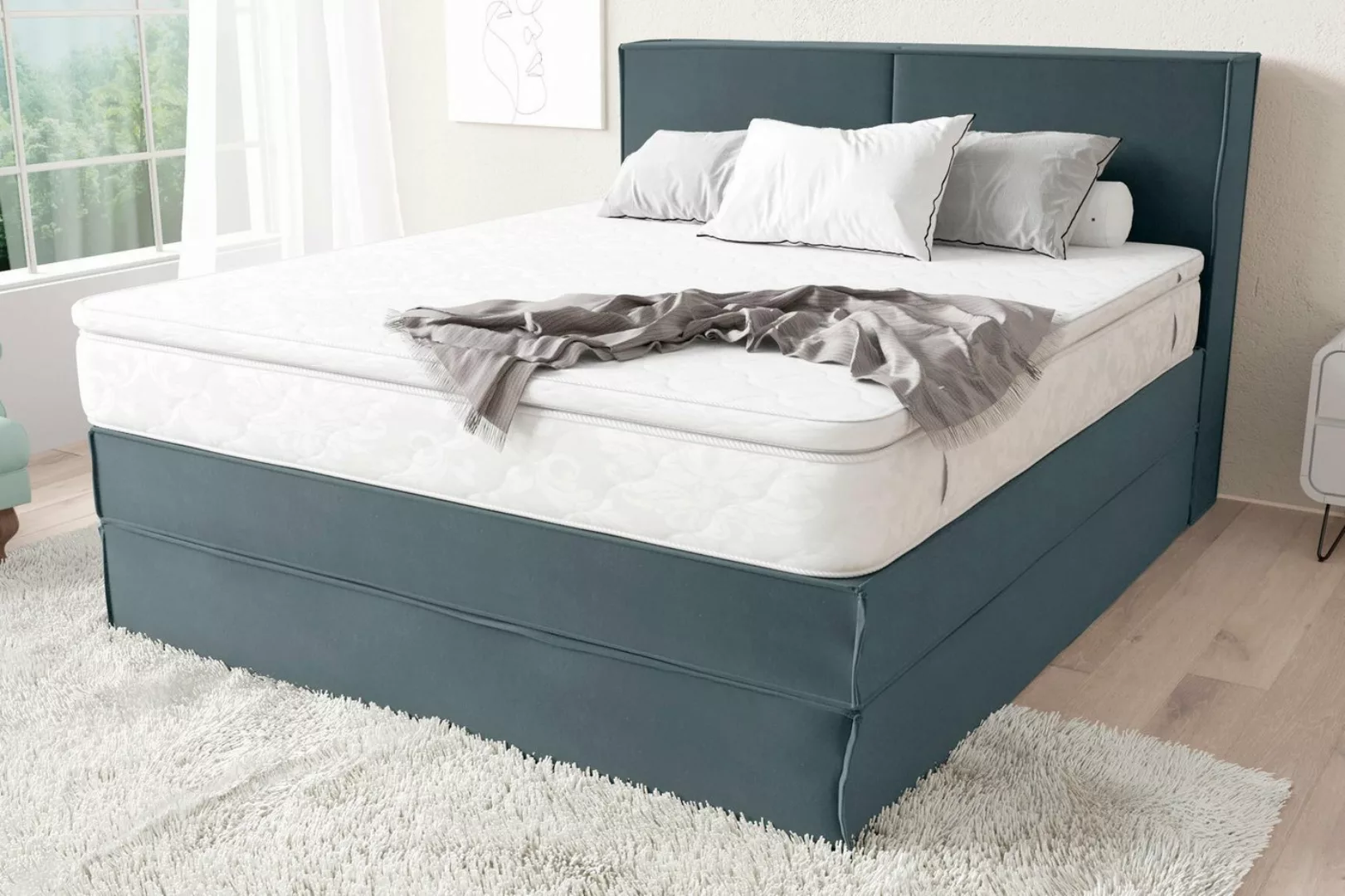 Stylefy Boxspringbett Sidney (Schlafzimmerbett, Bett), gepolstert günstig online kaufen