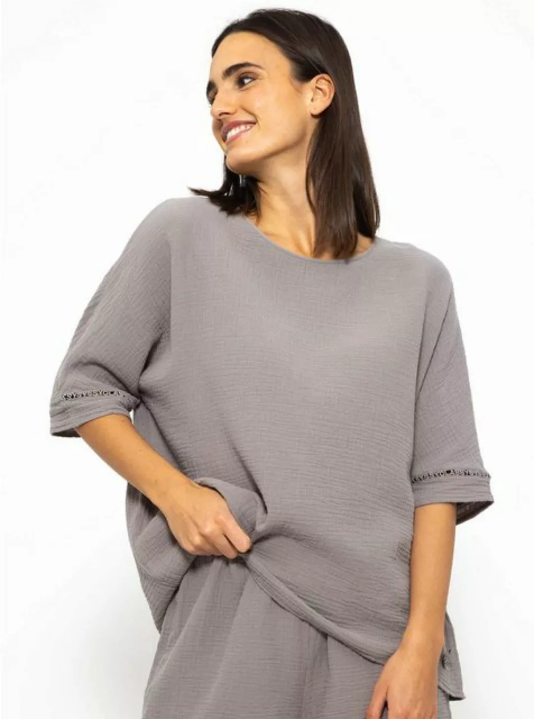 SASSYCLASSY Pyjamaoberteil Lässige Pyjamashirt aus Musselin günstig online kaufen