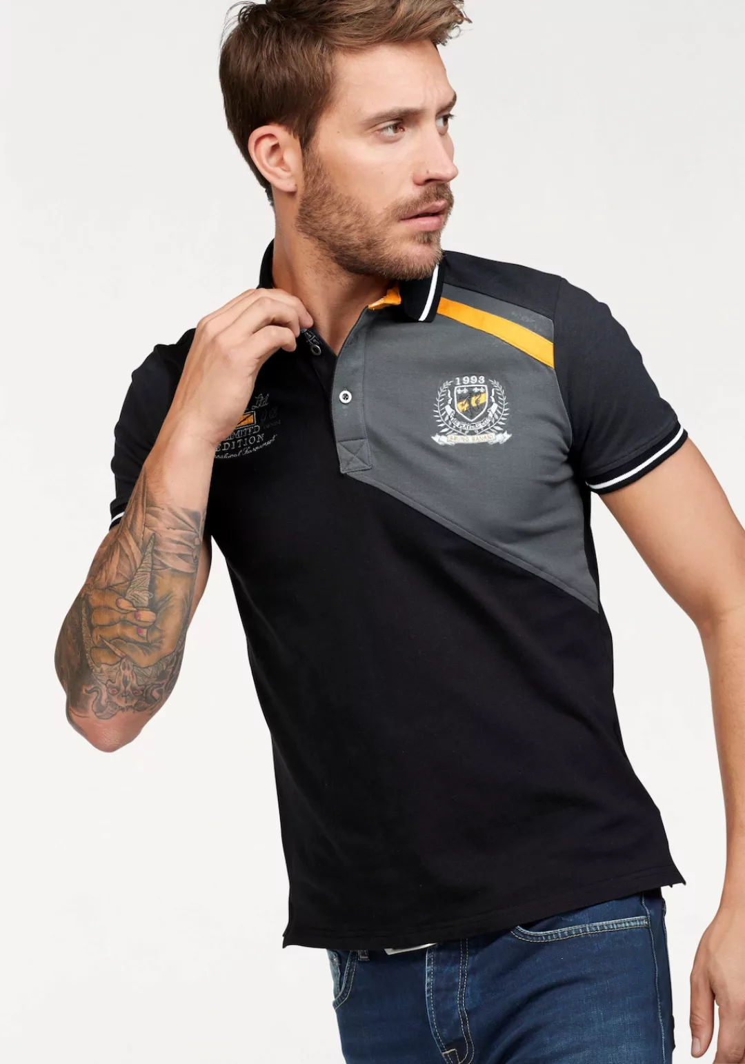 Bruno Banani Poloshirt Kurzarm, körpernahe Passform, unifarben, mit Polokra günstig online kaufen