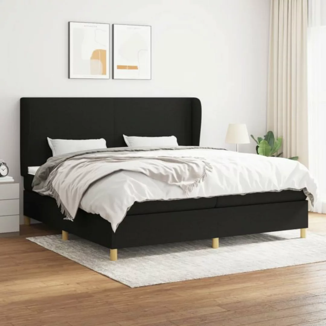 vidaXL Bettgestell Boxspringbett mit Matratze Schwarz 200x200 cm Stoff Bett günstig online kaufen