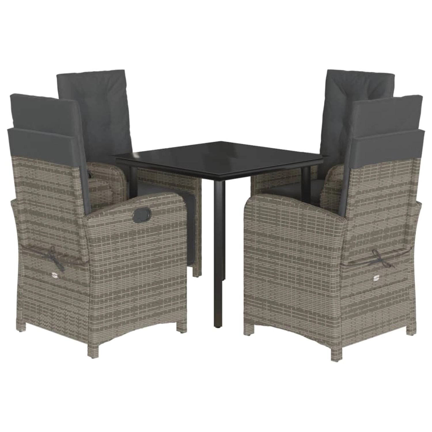 vidaXL 5-Tlg Garten-Essgruppe mit Kissen Grau Poly Rattan 3212362 günstig online kaufen