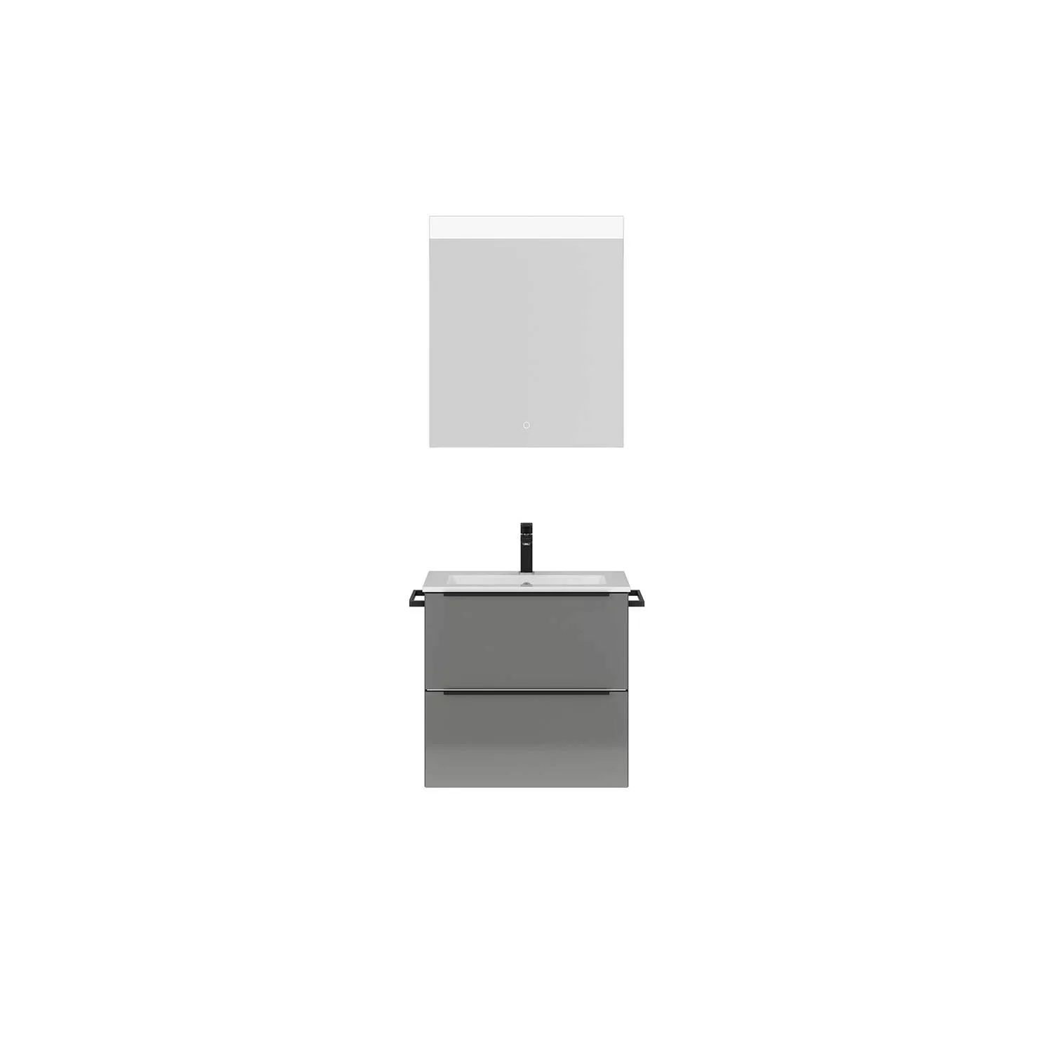 Badmöbel Waschplatz Set mit Spiegel, LED Beleuchtung, 2 seitl. Handtuchhalt günstig online kaufen