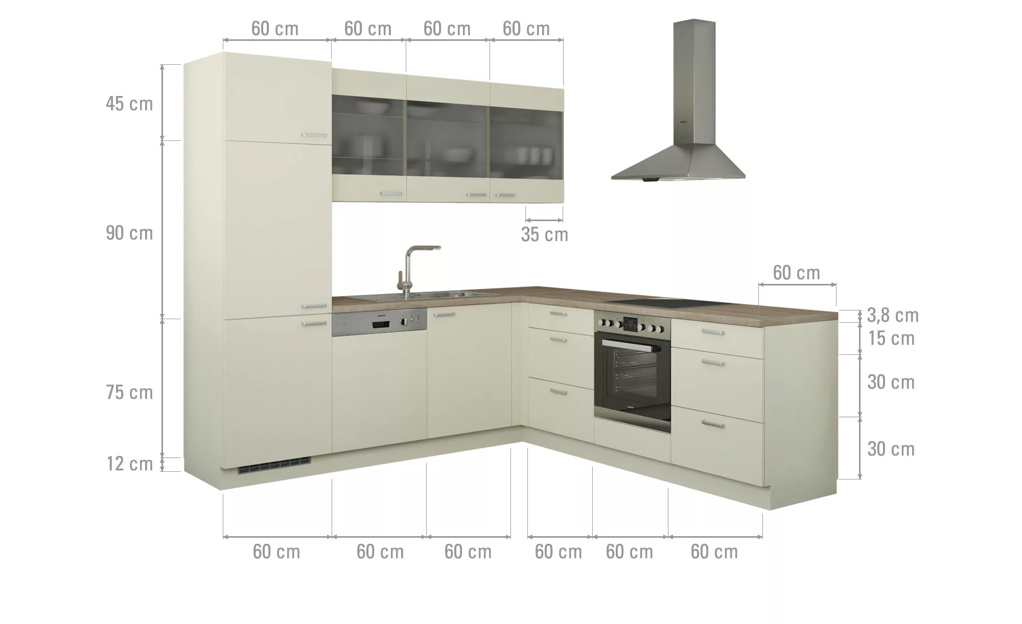 Winkelküche ohne Elektrogeräte  Sylt ¦ creme Küchen-online > Küchenblöcke o günstig online kaufen