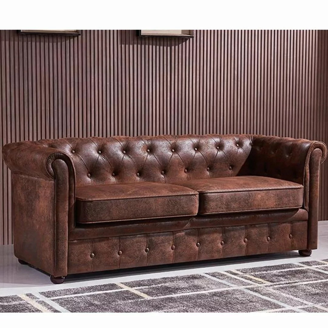 JVmoebel Sofa Braune Luxus Chesterfield Couch Dreisitzer Modern Neu, Made i günstig online kaufen