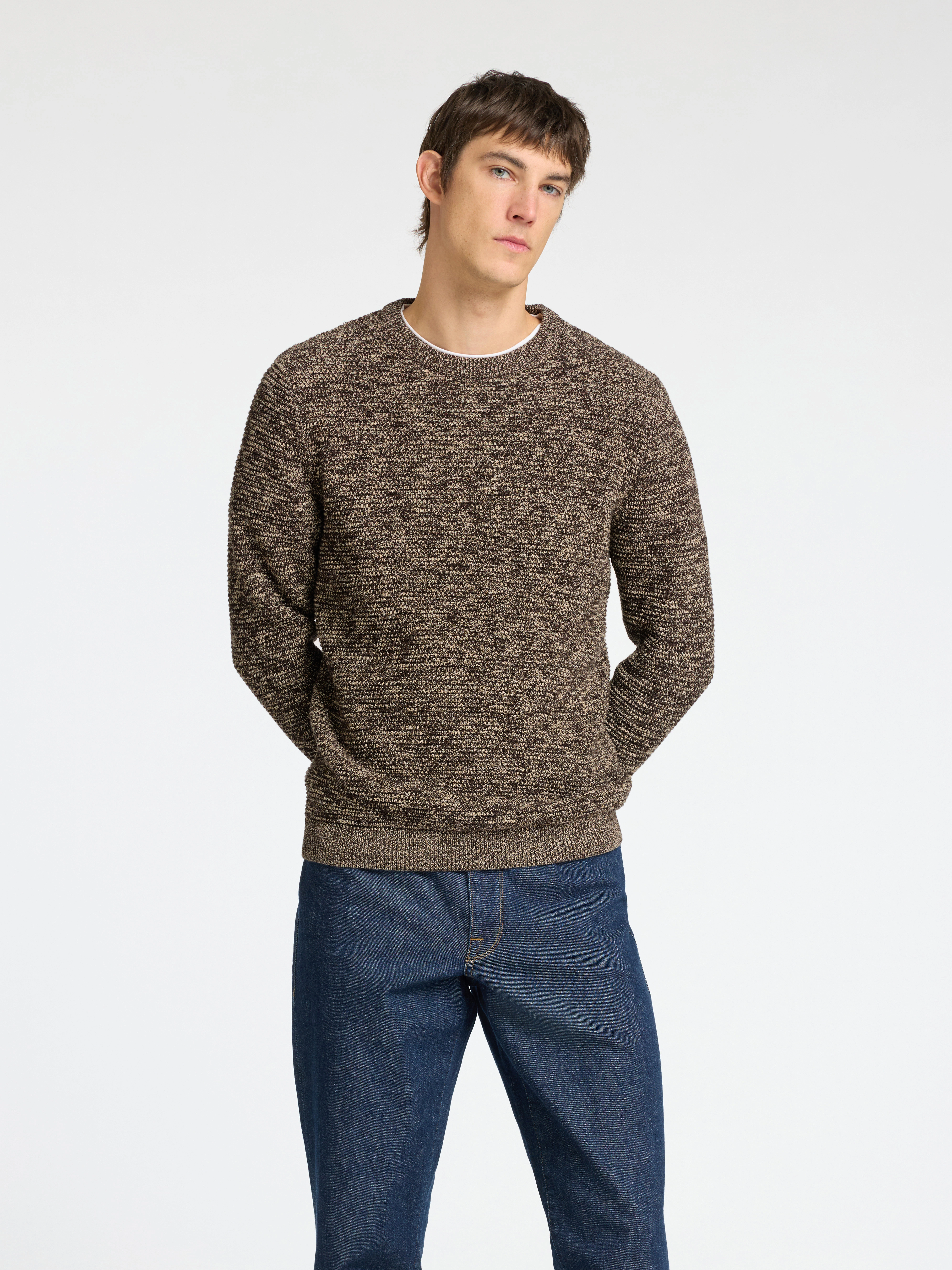 SELECTED HOMME Rundhalspullover "SLHVINCE LS KNIT BUBBLE CREW NECK NOOS" günstig online kaufen