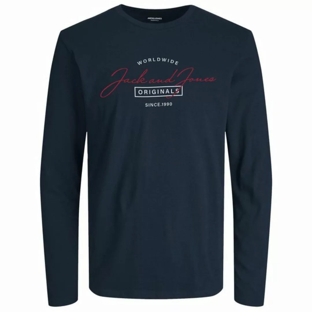 Jack & Jones Langarmshirt Große Größen Herren Langarmshirt navy sportiv bed günstig online kaufen