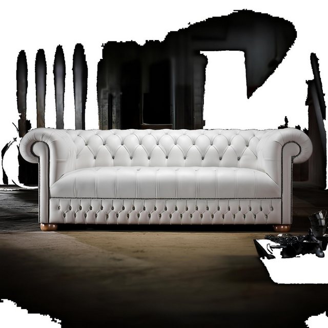 Xlmoebel Sofa Weißes Ledersofa mit Chesterfield-Polsterung und Polstercouch günstig online kaufen