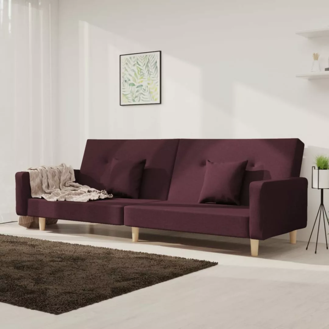 Vidaxl Schlafsofa 2-sitzer Mit 2 Kissen Lila Stoff günstig online kaufen