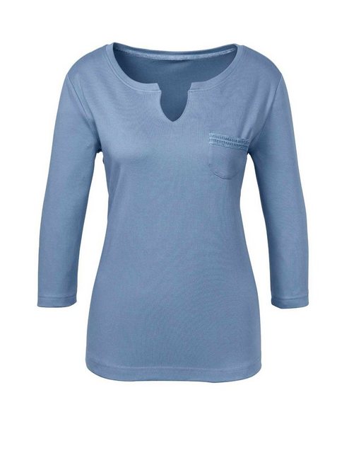 creation L T-Shirt CRéATION L PREMIUM Damen Jerseyshirt mit Spitze, jeansbl günstig online kaufen