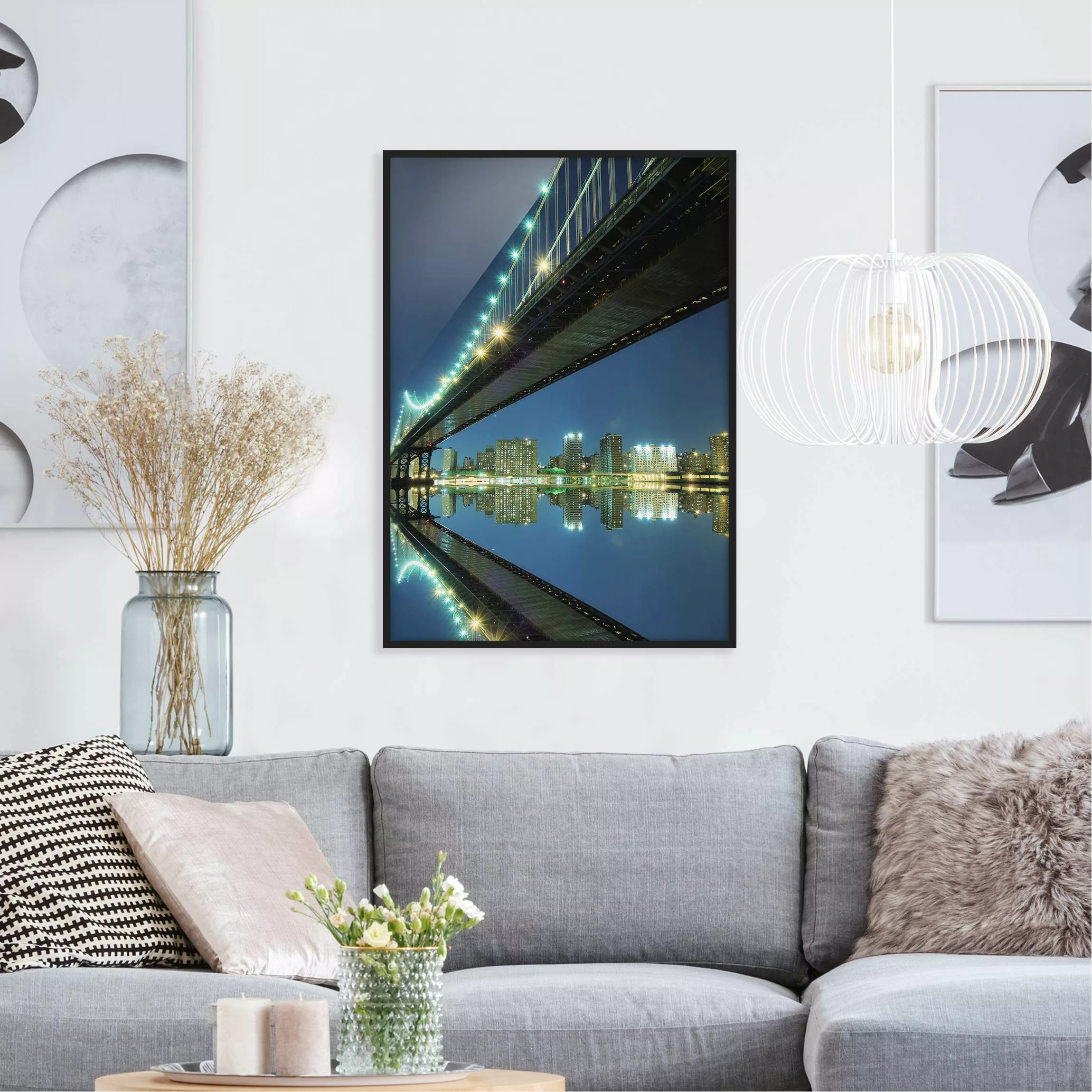 Bild mit Rahmen Architektur & Skyline - Hochformat Abstract Manhattan Bridg günstig online kaufen
