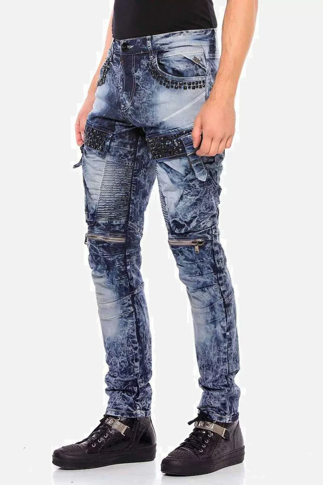 Cipo & Baxx Bikerjeans "Jeans", Mit Ripp-Details, CD494 günstig online kaufen