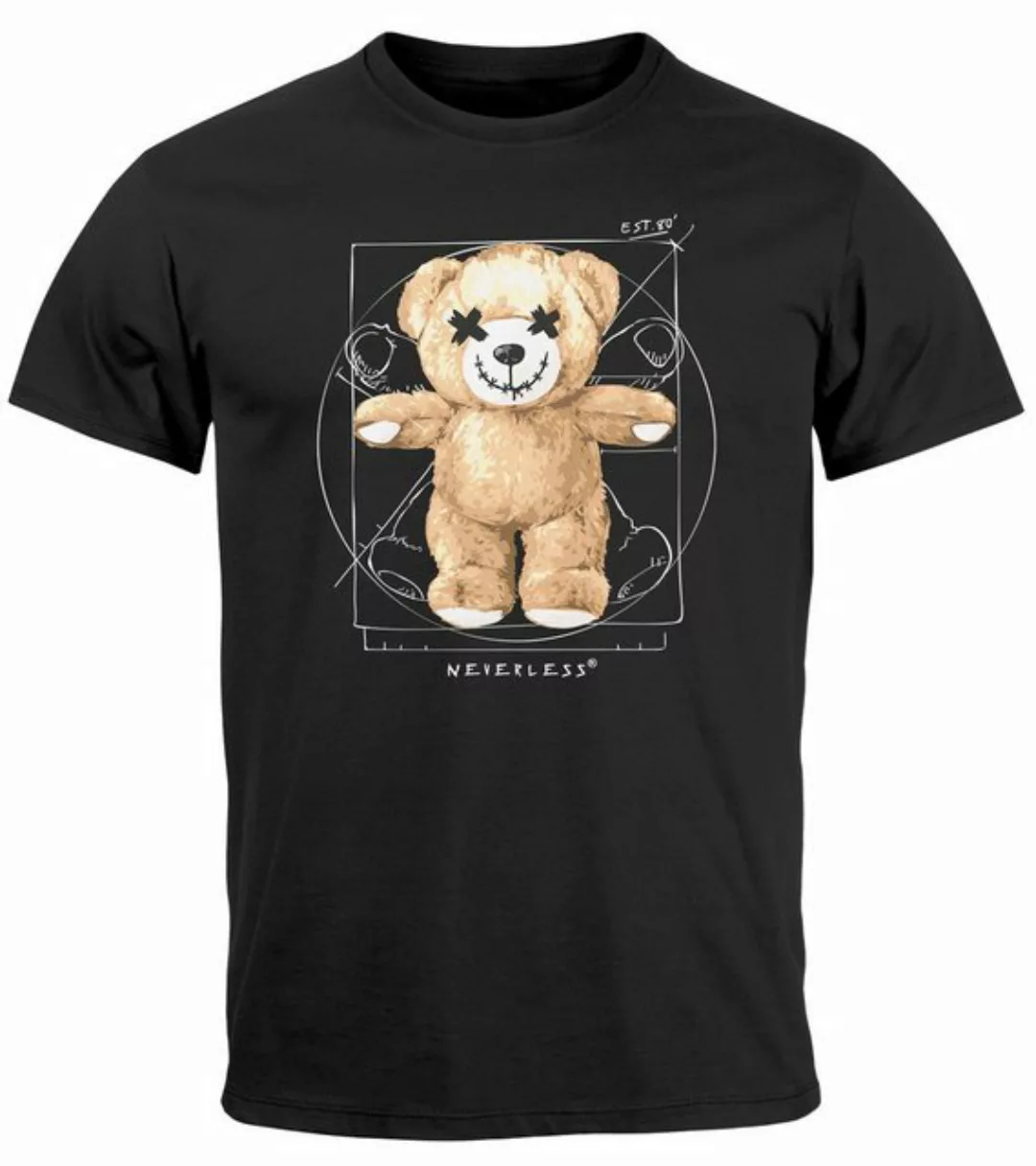 Neverless Print-Shirt Herren T-Shirt Print Teddy Bär DaVinci Meme Parodie F günstig online kaufen