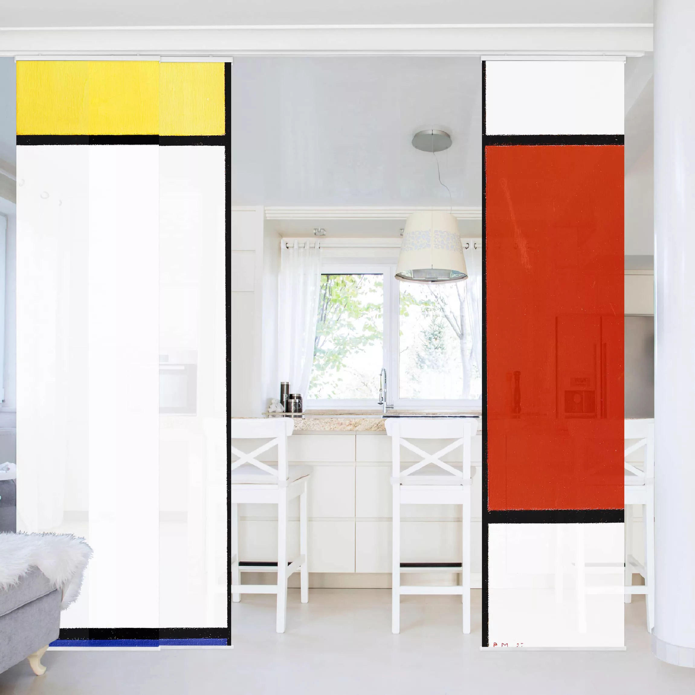 Schiebegardinen Set Kunstdruck Piet Mondrian - Komposition I günstig online kaufen