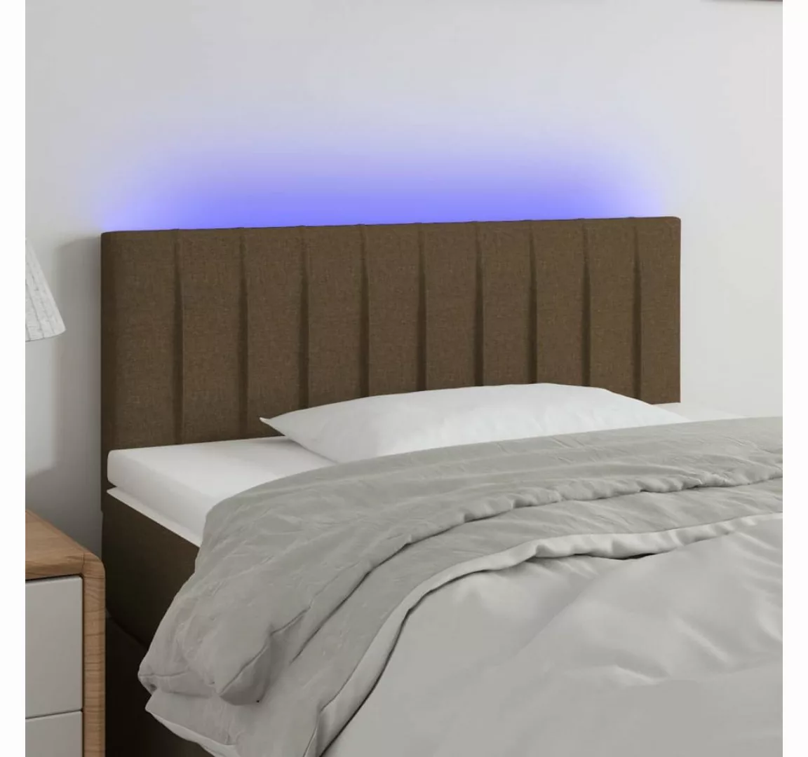 vidaXL Bett, LED Kopfteil Dunkelbraun 80x5x78/88 cm Stoff günstig online kaufen