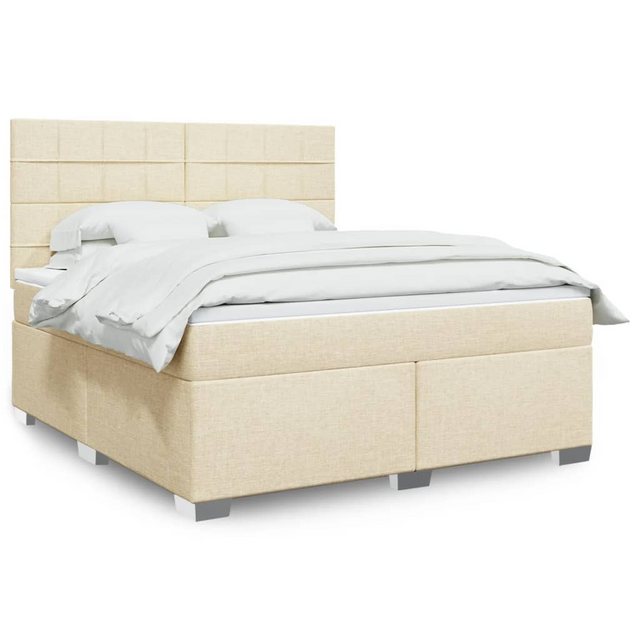 vidaXL Boxspringbett, Boxspringbett mit Matratze Creme 180x200 cm Stoff günstig online kaufen