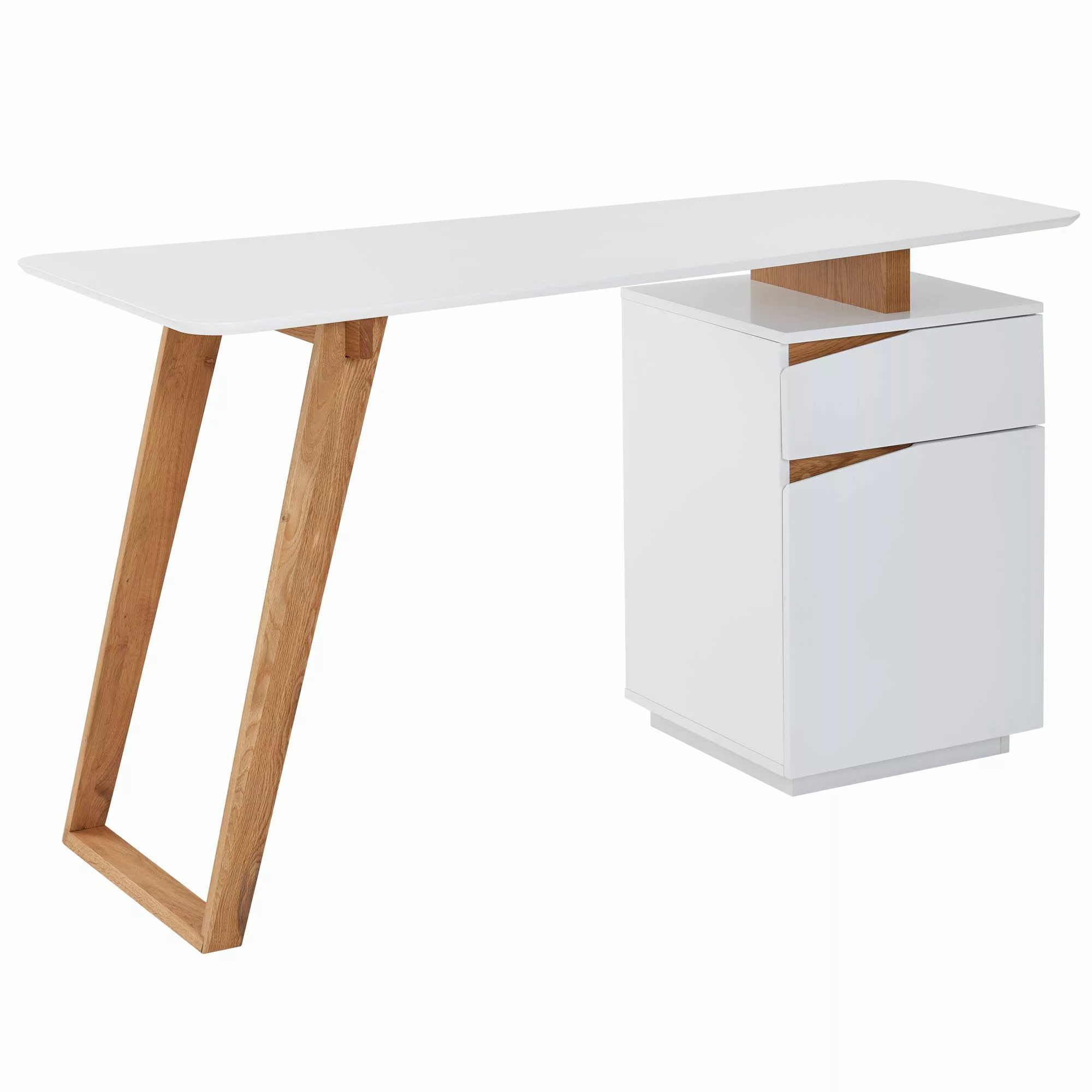 Schreibtisch Skandinavisch Weiß / Eiche 140x58x76 cm Bürotisch Modern | Lap günstig online kaufen