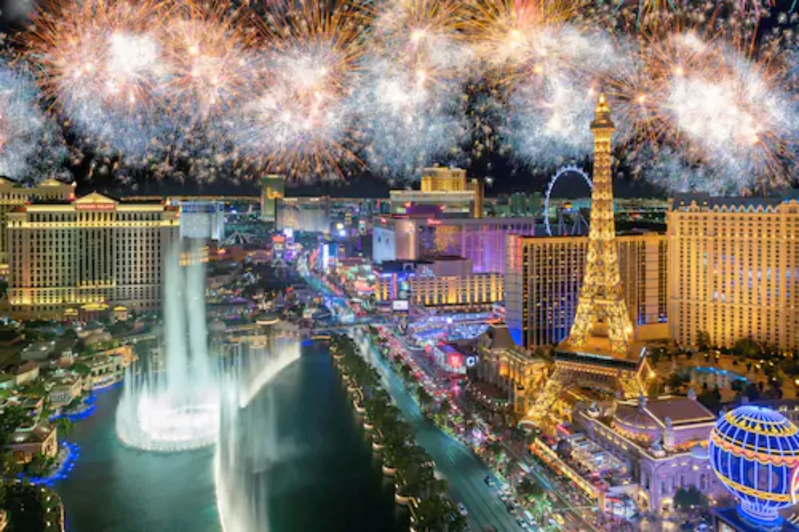 Papermoon Fototapete »Las vegas mit Feuerwerk« günstig online kaufen