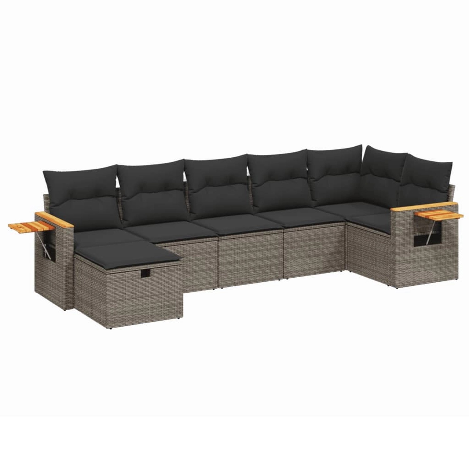 vidaXL 7-Tlg Garten-Sofagarnitur mit Kissen Grau Poly Rattan 3265533 günstig online kaufen