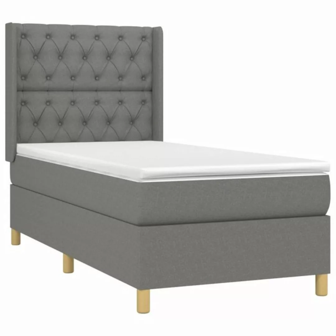 vidaXL Bettgestell Boxspringbett mit Matratze Dunkelgrau 80x200 cm Stoff Be günstig online kaufen