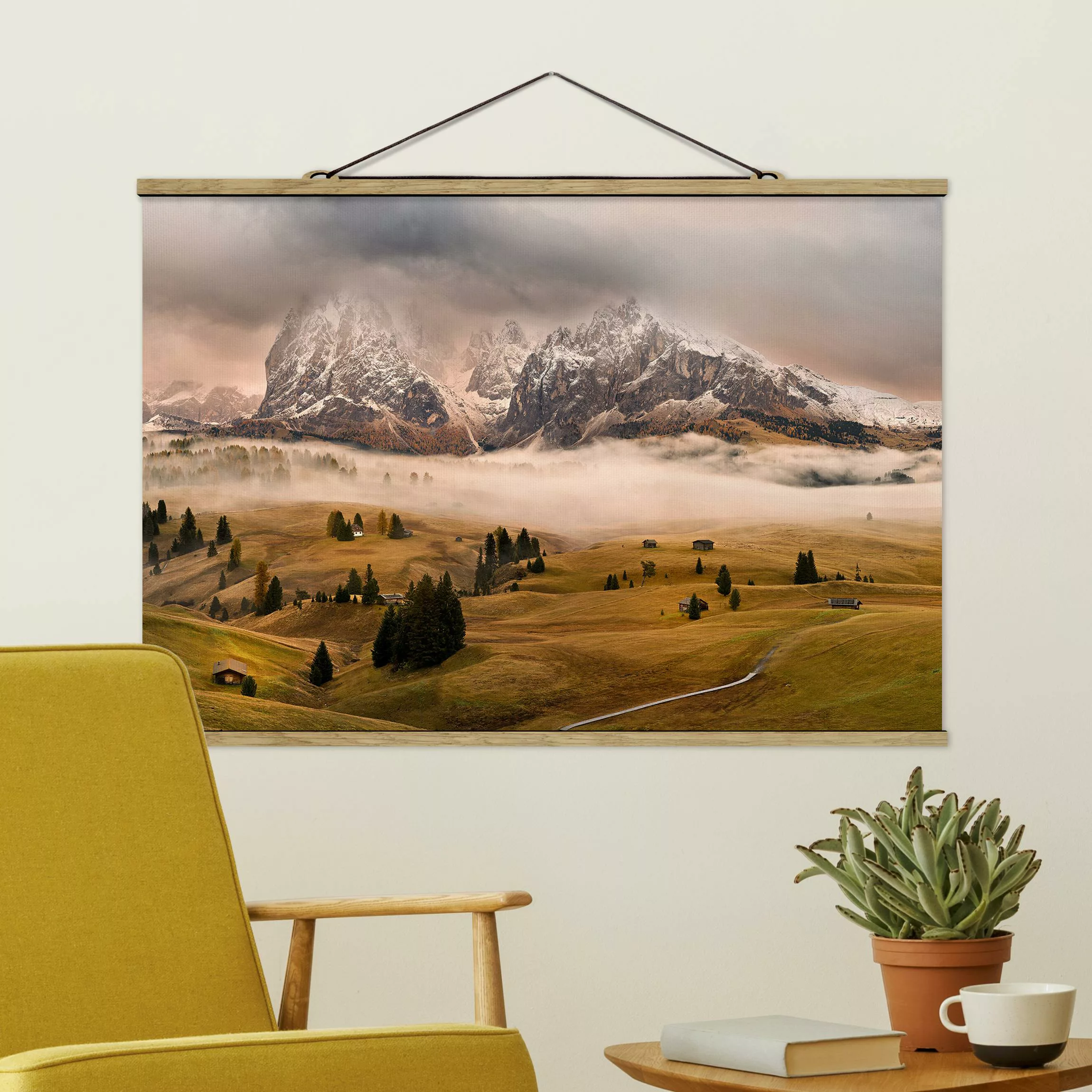 Stoffbild Berge mit Posterleisten - Querformat Dolomiten Mythen günstig online kaufen