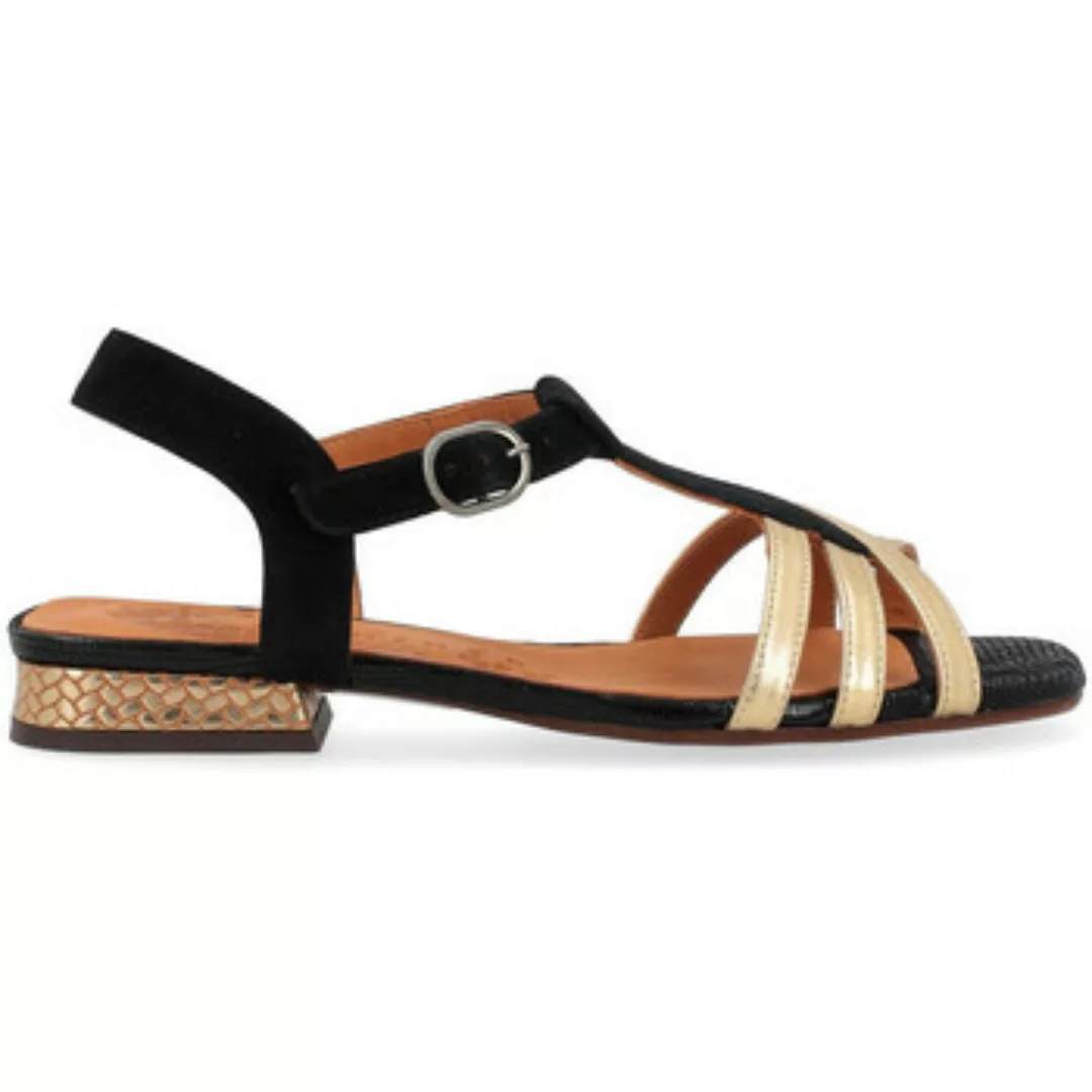 Chie Mihara  Sandalen Sandale  aus schwarzem und goldenem Leder günstig online kaufen