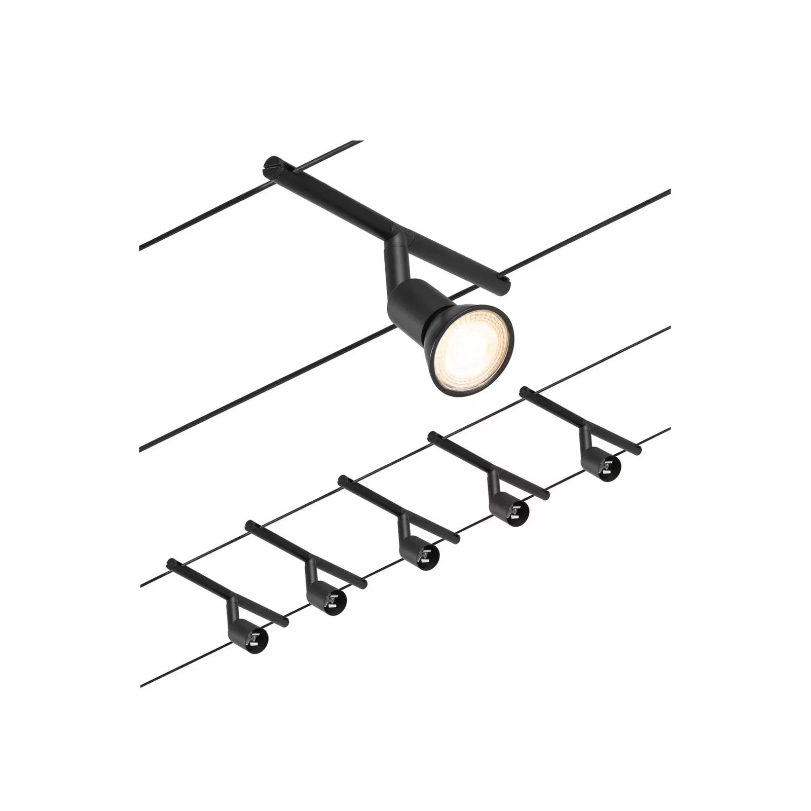 Paulmann Wire Salt Seilsystem 5-flammig 5m schwarz günstig online kaufen