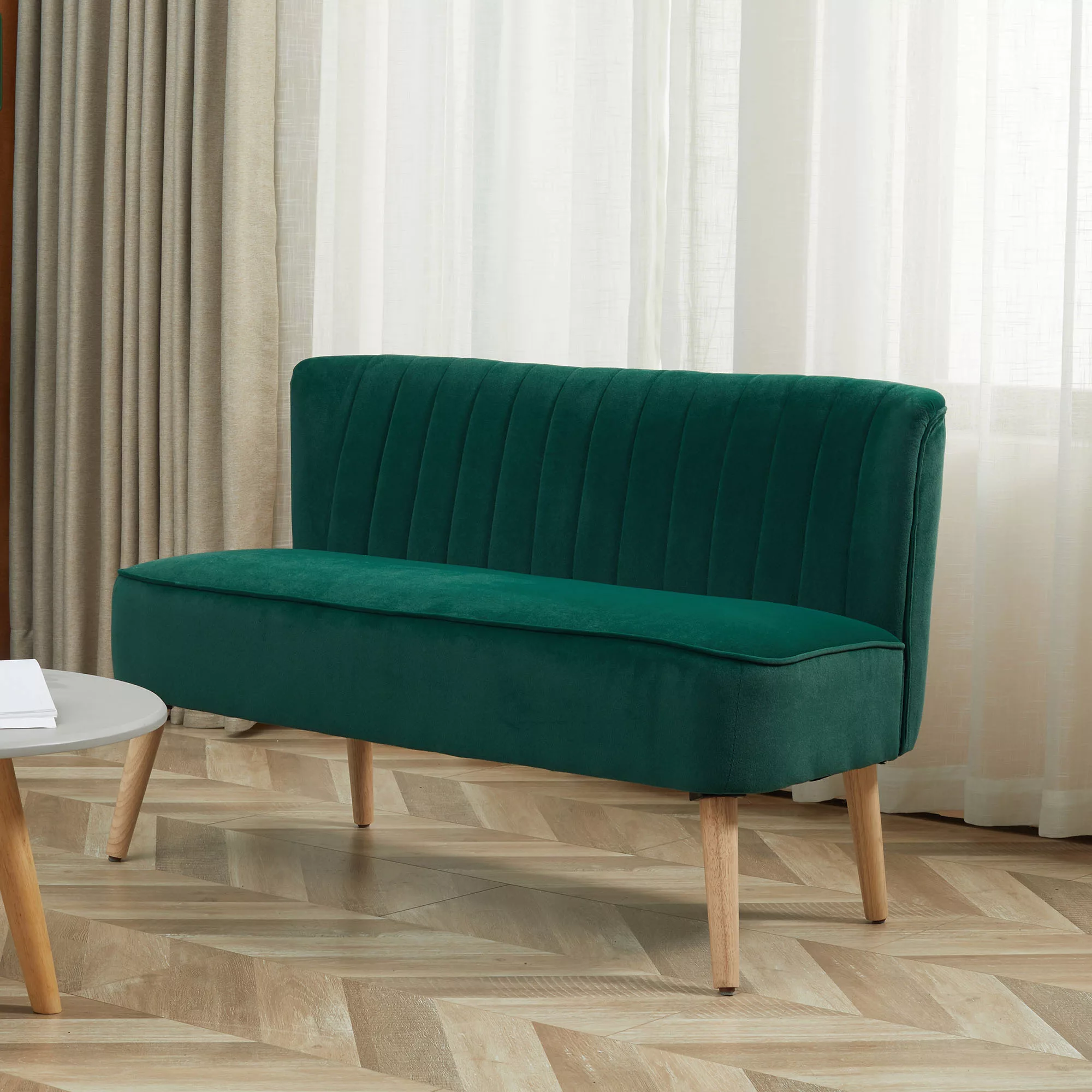 HOMCOM 2-Sitzerl Loungesofa Zweier Sofa Holz Samtartiges Polyster Schaumsto günstig online kaufen