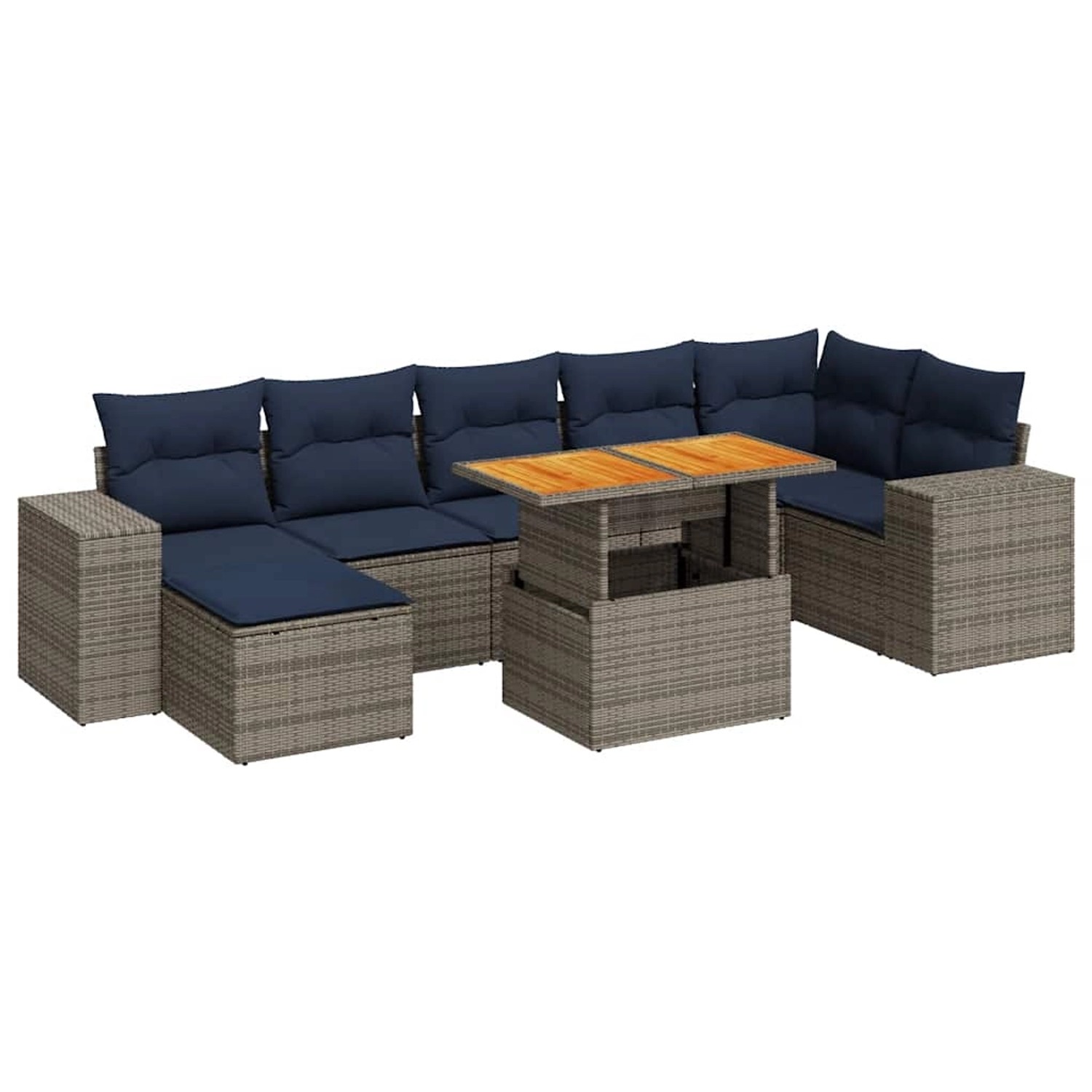 vidaXL 8-Tlg Garten-Sofagarnitur mit Kissen Grau Poly Rattan 3327407 günstig online kaufen
