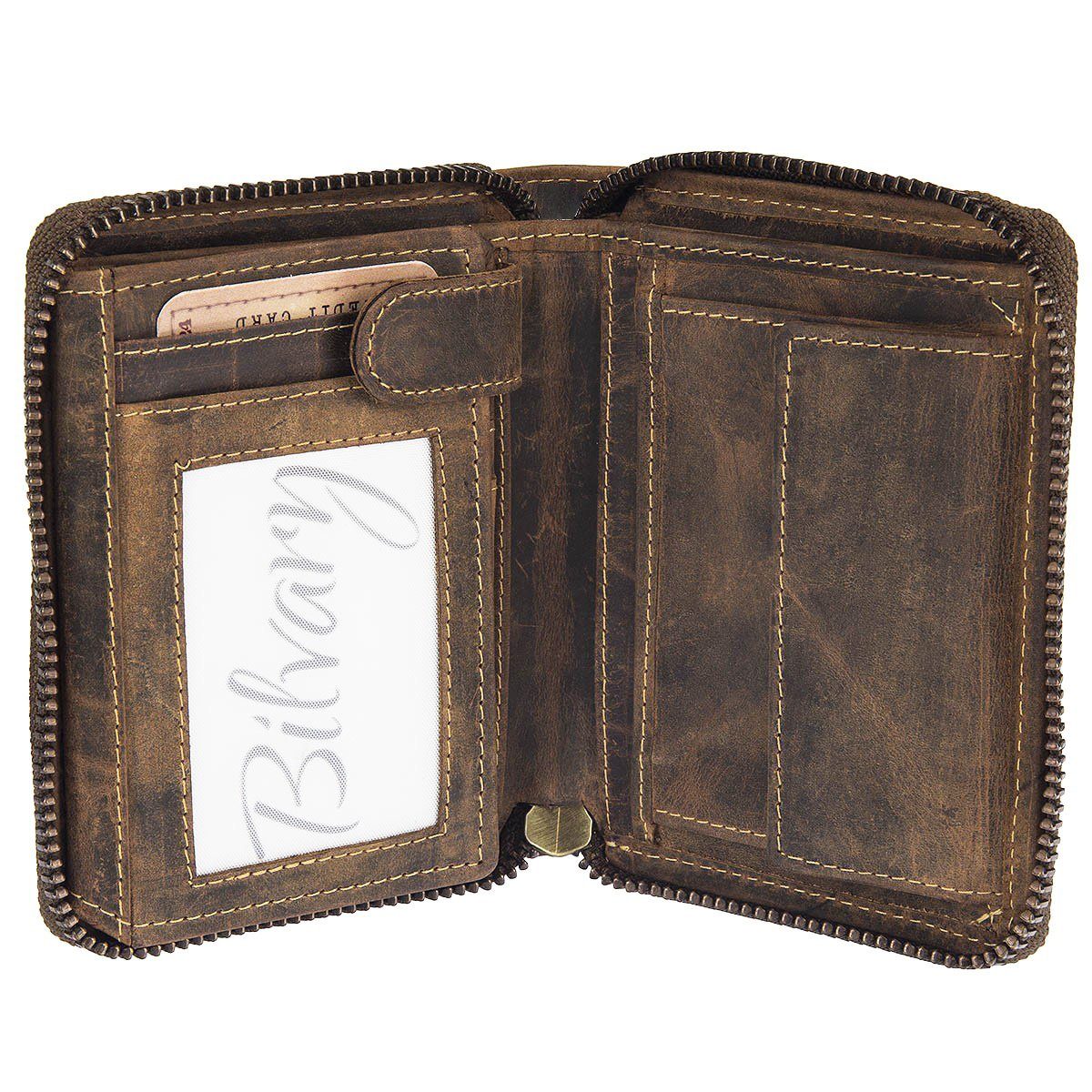 Greenburry Geldbörse Vintage Leder Reißverschluss-Geldbörse Portmonee günstig online kaufen