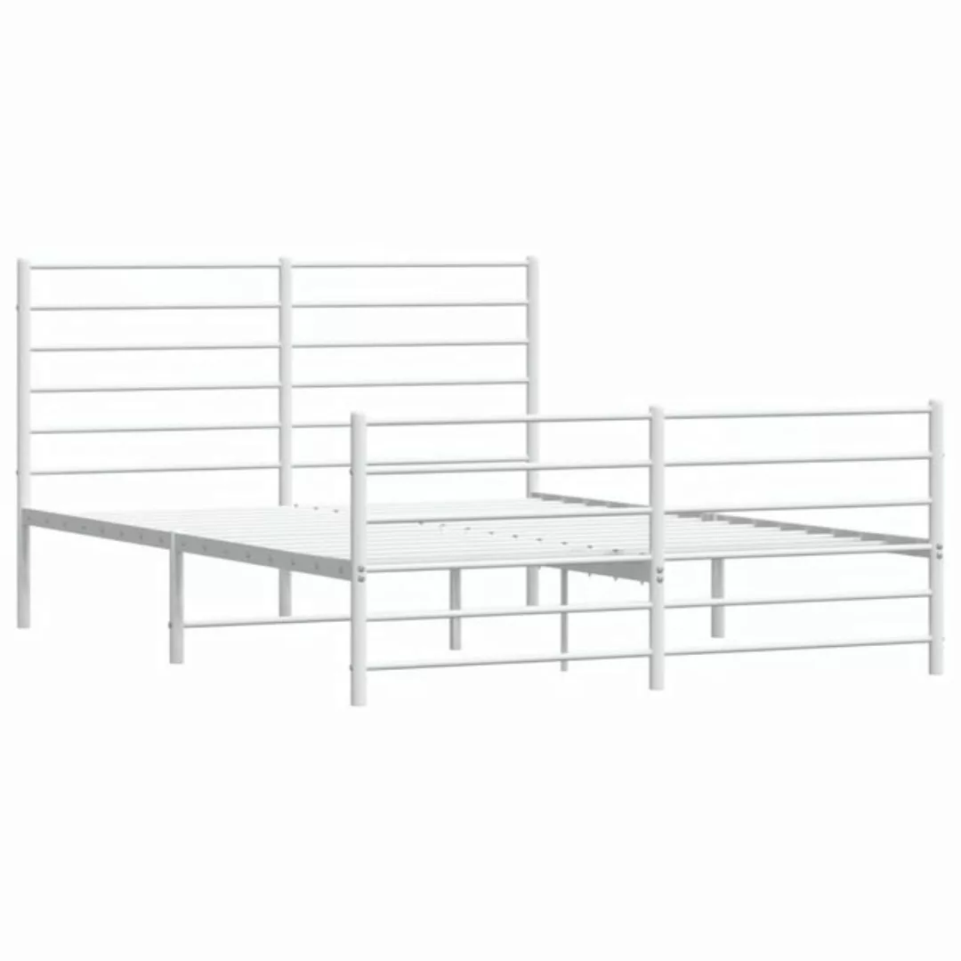 vidaXL Bett, Bettgestell mit Kopf- und Fußteil Metall Weiß 160x200 cm günstig online kaufen