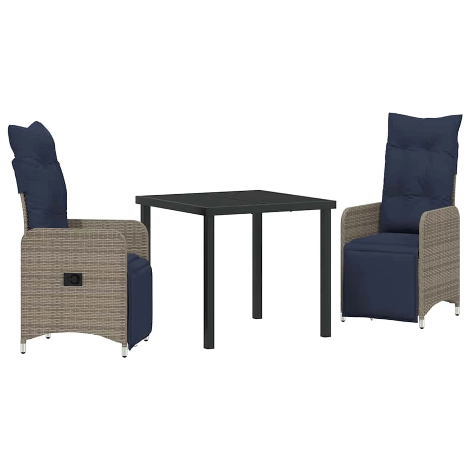 vidaXL Garten Essgruppe 3-Tlg Grau Poly-Rattan 3379695 günstig online kaufen
