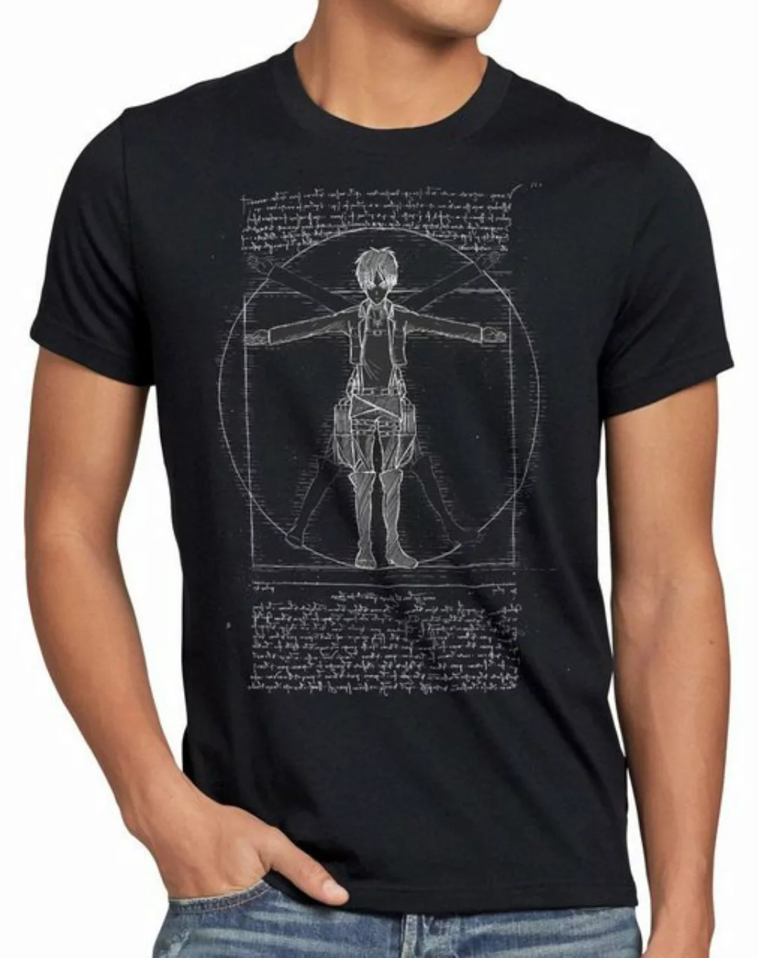 style3 Print-Shirt Herren T-Shirt Vitruvianischer Eren Jäger on attack aufk günstig online kaufen