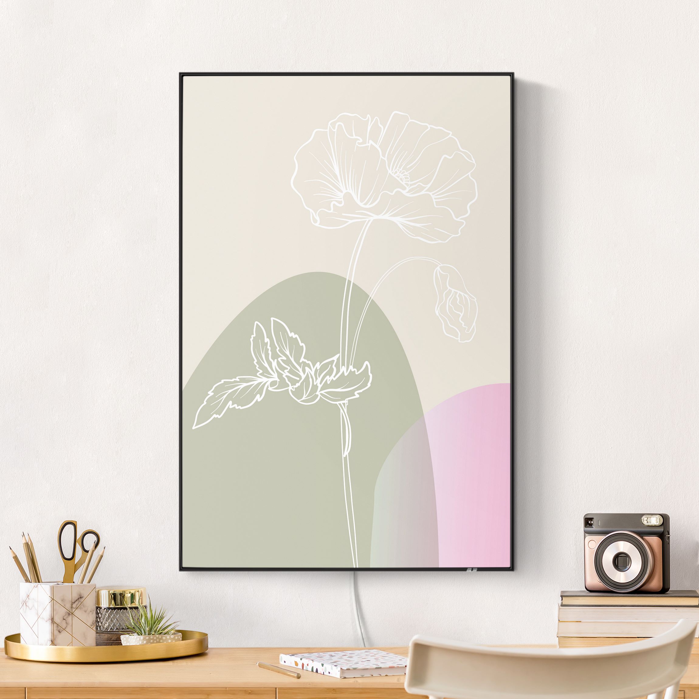 LED-Wechselbild Lineart Blume mit Farbflächen günstig online kaufen